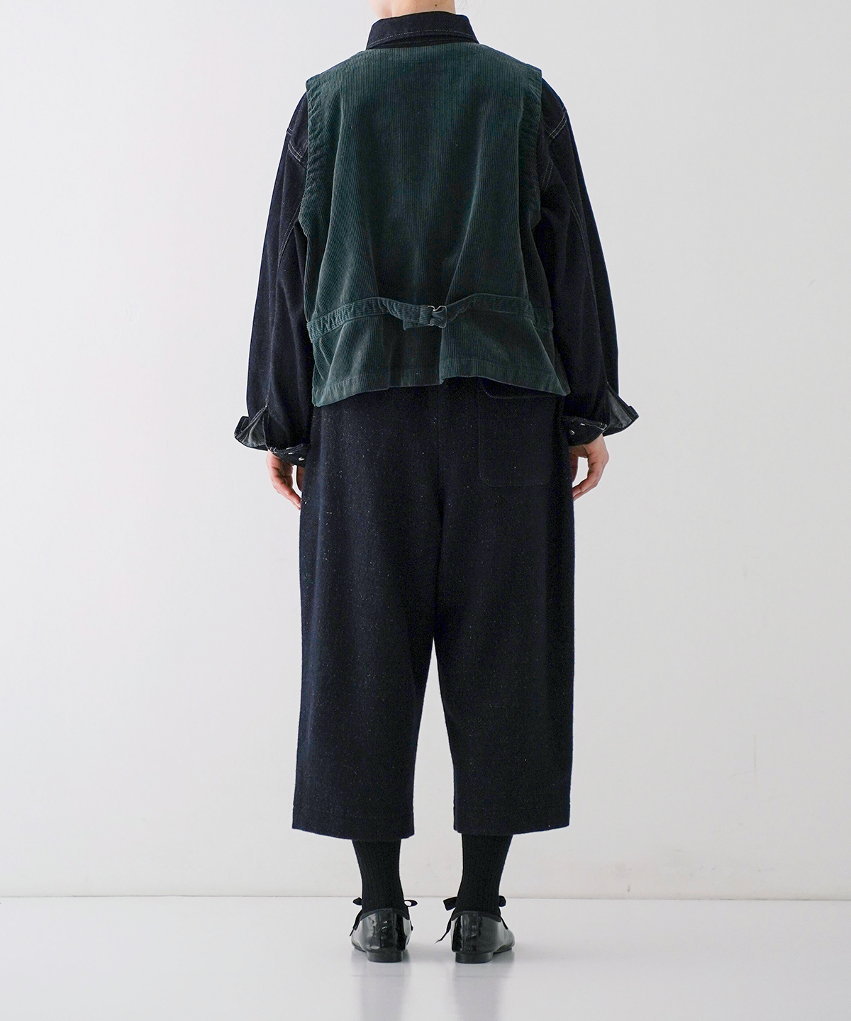 nest Robe 新品　パンツ　ウール混リネン黒 リネンウールツイードドロストパンツ｜nest Robe / CONFECT