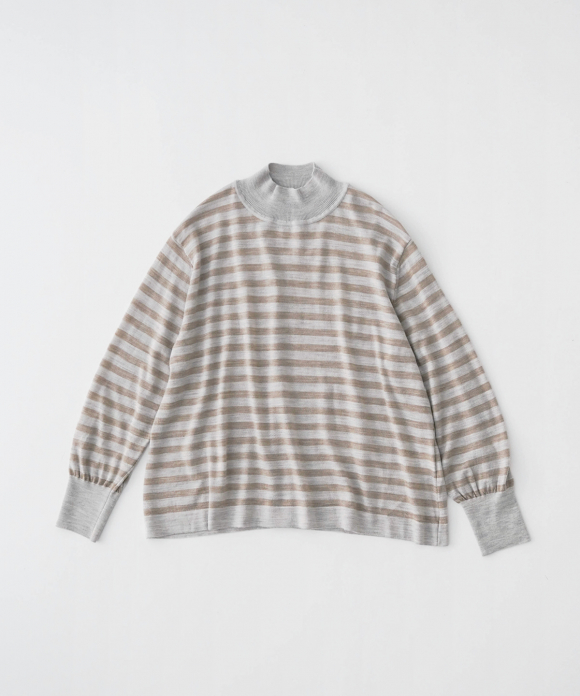 14Gハイネックボーダープルオーバー