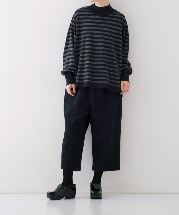 14Gハイネックボーダープルオーバー
