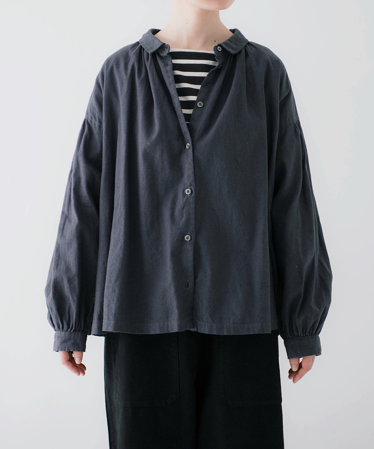 UpcycleLino] 起毛ギャザーブラウス｜nest Robe / CONFECT ONLINE SHOP
