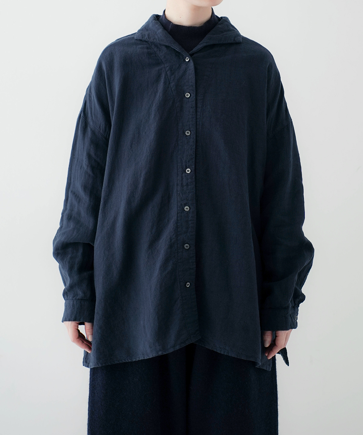 リネン近江晒しオープンカラーシャツ｜nest Robe / CONFECT ONLINE SHOP