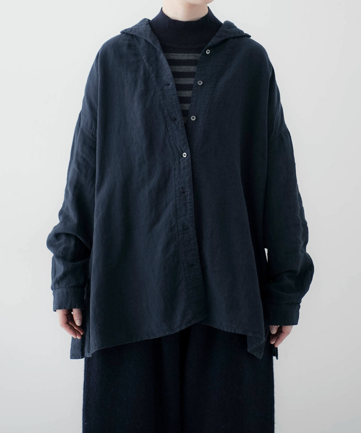 リネン近江晒しオープンカラーシャツ｜nest Robe / CONFECT ONLINE SHOP