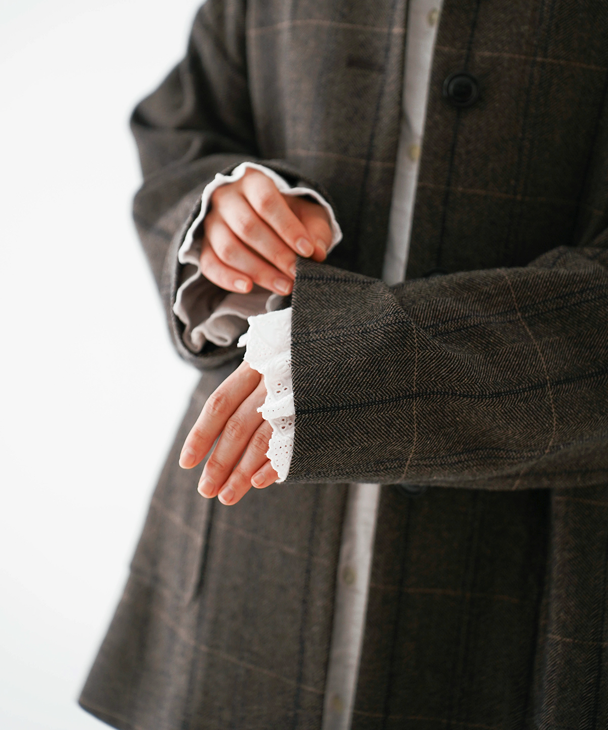 ウールチェックへリンボンコート｜nest Robe / CONFECT ONLINE SHOP