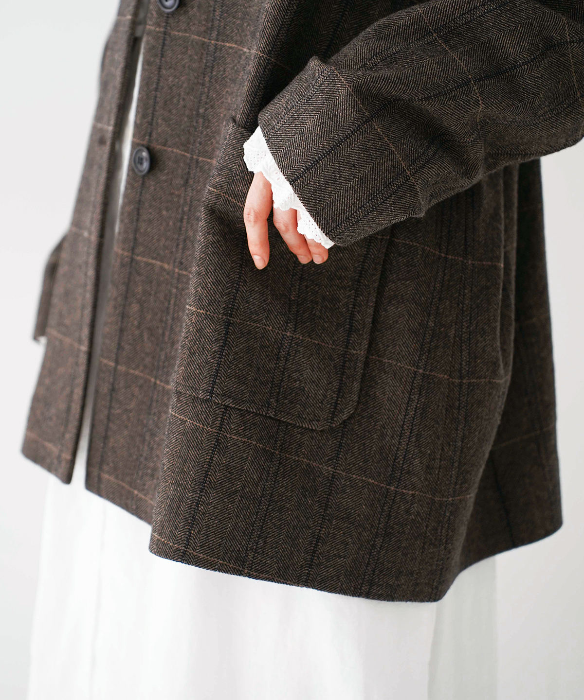 ウールチェックへリンボンコート｜nest Robe / CONFECT ONLINE SHOP