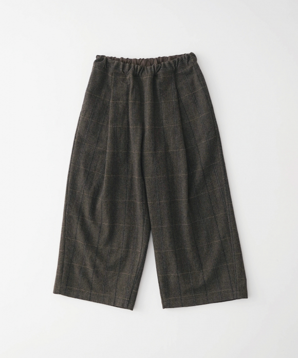 ウールチェックへリンボンクロップドパンツ