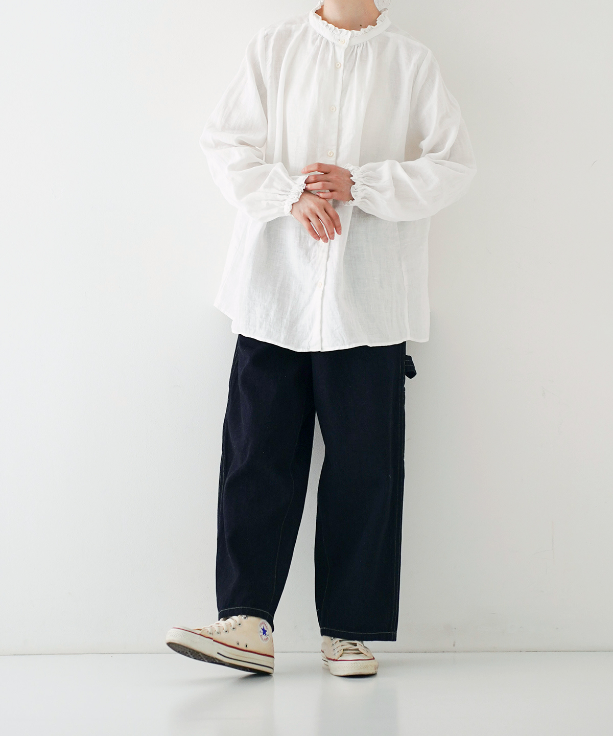 リネンスタンドフリルブラウス ルーズフィット｜nest Robe / CONFECT