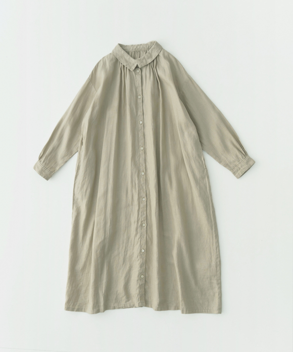 60/リネンオックス重ね襟ワンピース