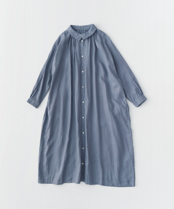 60/リネンオックス重ね襟ワンピース