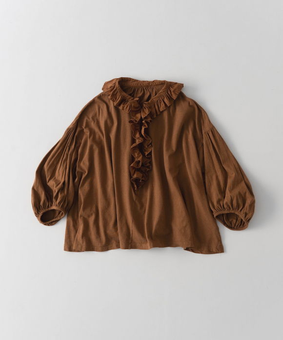 [UpcycleLino] 切替えフリルカットソーブラウス