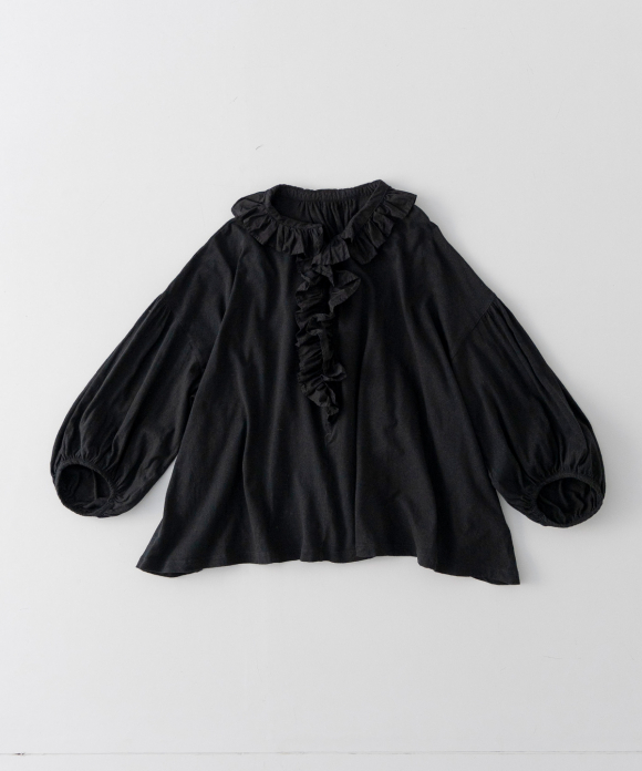 [UpcycleLino] 切替えフリルカットソーブラウス