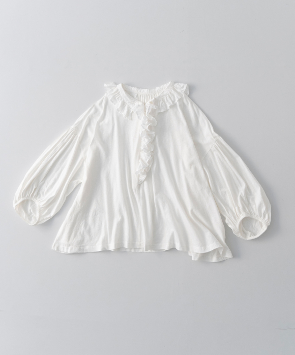 [UpcycleLino] 切替えフリルカットソーブラウス