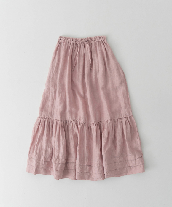 リネン天然染めヘムタックギャザースカート