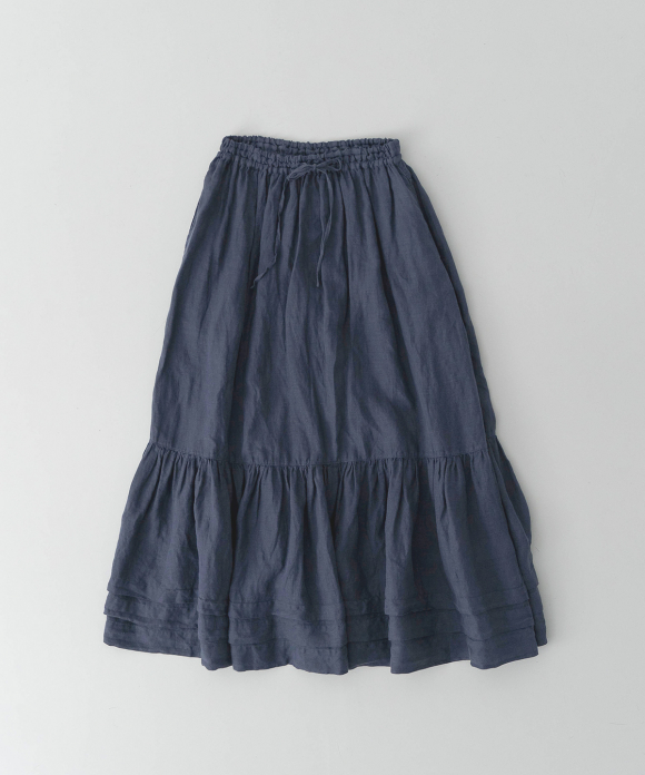 リネン天然染めヘムタックギャザースカート