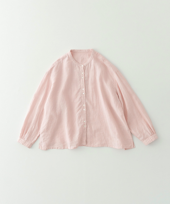 桜染めバンドカラーフレアブラウス