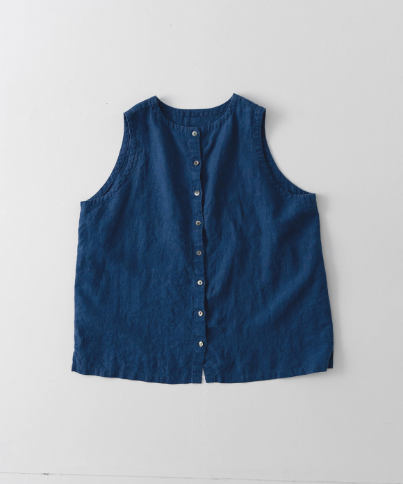 リネン2wayベスト インディゴ染め limited item