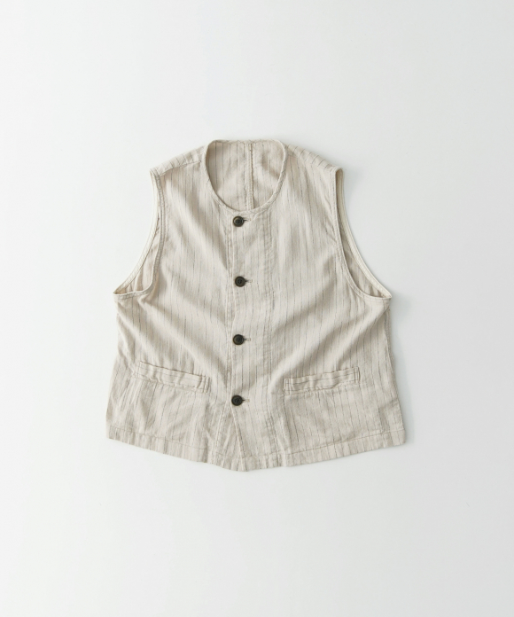 コットンリネンへリンボンジャーキンベスト