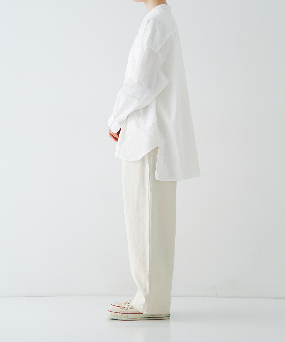 UpcycleLino] キャッチワッシャーバンドカラーシャツ｜nest Robe