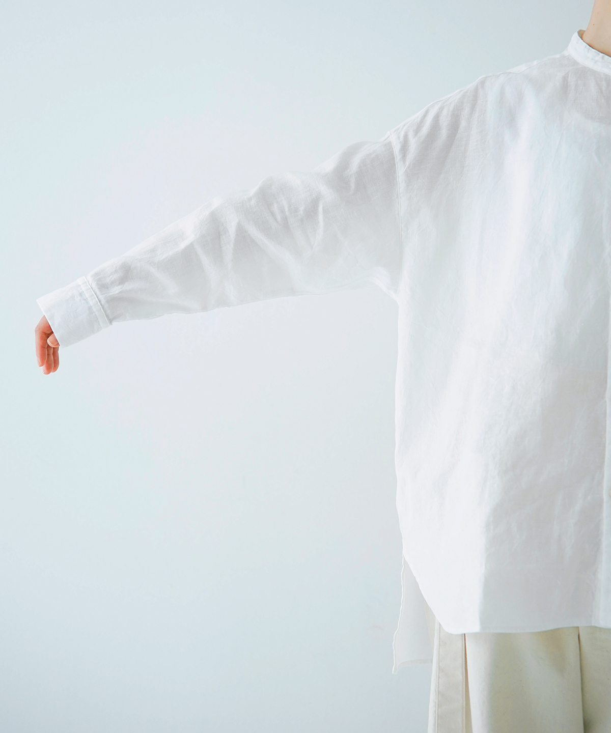 UpcycleLino] キャッチワッシャーバンドカラーシャツ｜nest Robe