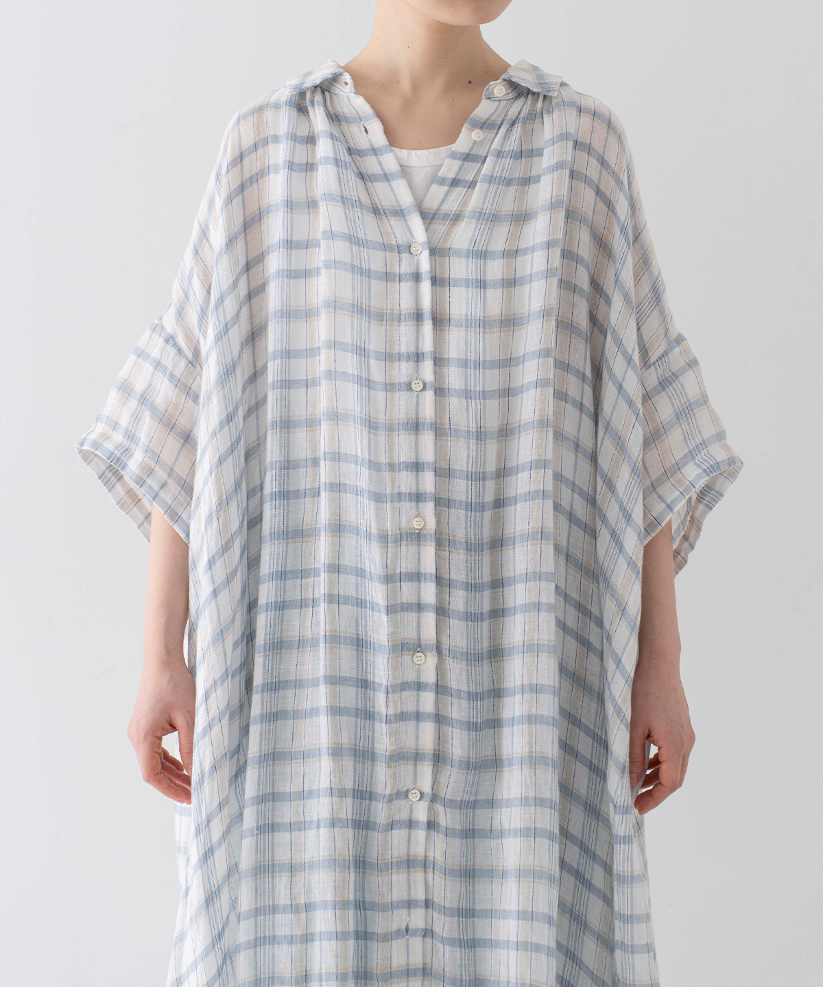 リネンガーゼチェックワンピース｜nest Robe / CONFECT ONLINE SHOP