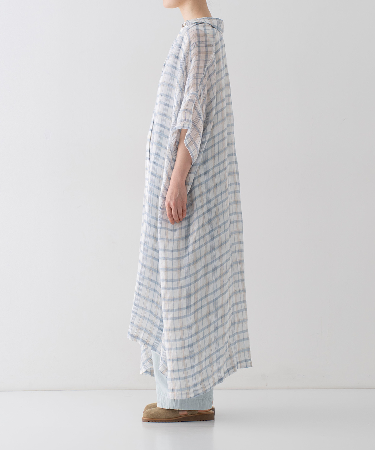 リネンガーゼチェックワンピース｜nest Robe / CONFECT ONLINE SHOP