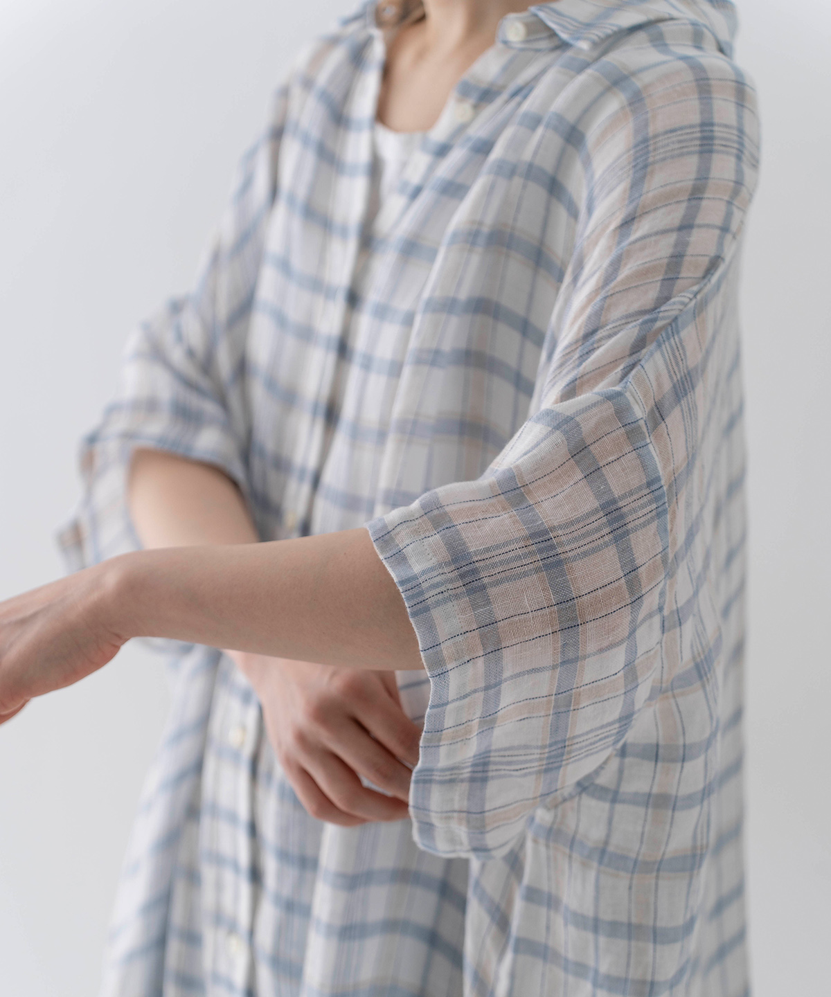 リネンガーゼチェックワンピース｜nest Robe / CONFECT ONLINE SHOP