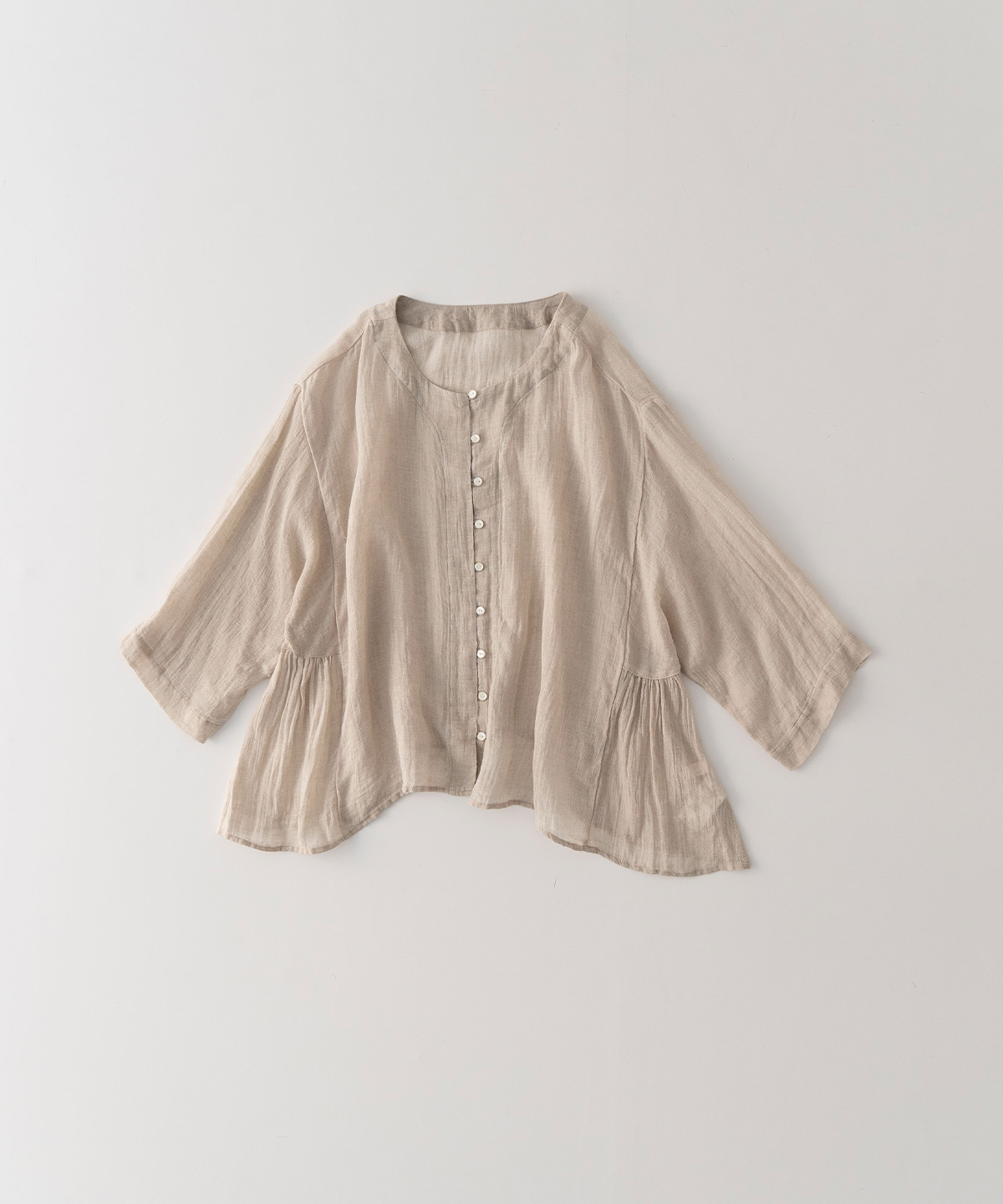 80リネンガーゼサイドギャザーブラウス｜nest Robe / CONFECT ONLINE SHOP