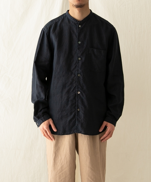 ブラックヘンプバンドカラーシャツ Nest Robe Online Shop