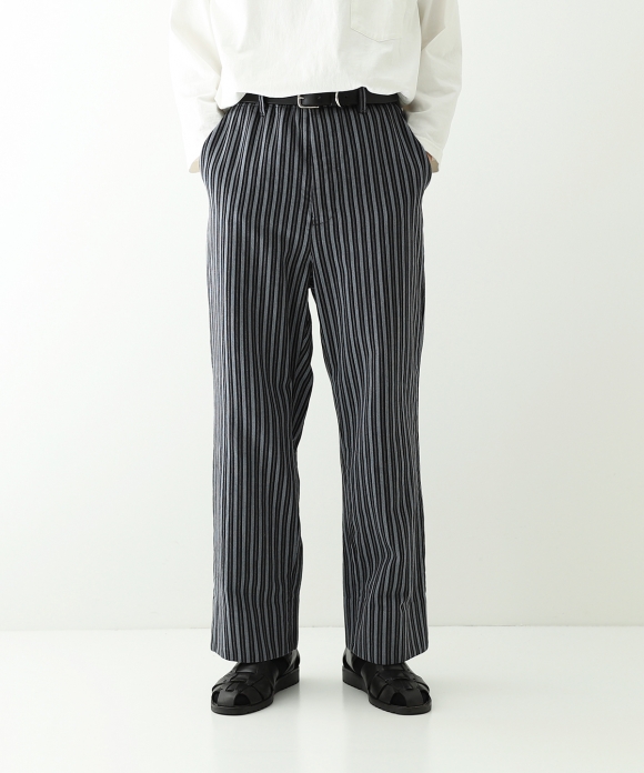nest Robe ネストローブリサイクルウールボーダーパンツ 10/29 リリース 】ウールボーダー × ブラックリネン | ONLINE