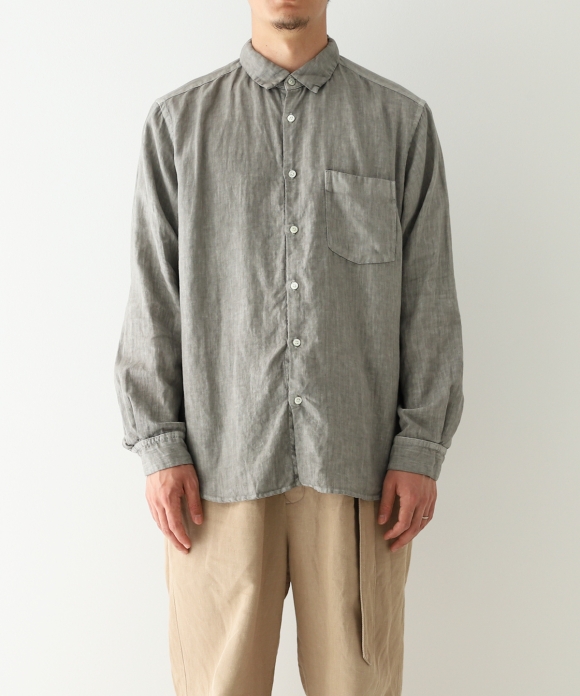 ピグメントダイ リネンバンドカラーシャツ｜nest Robe ONLINE SHOP