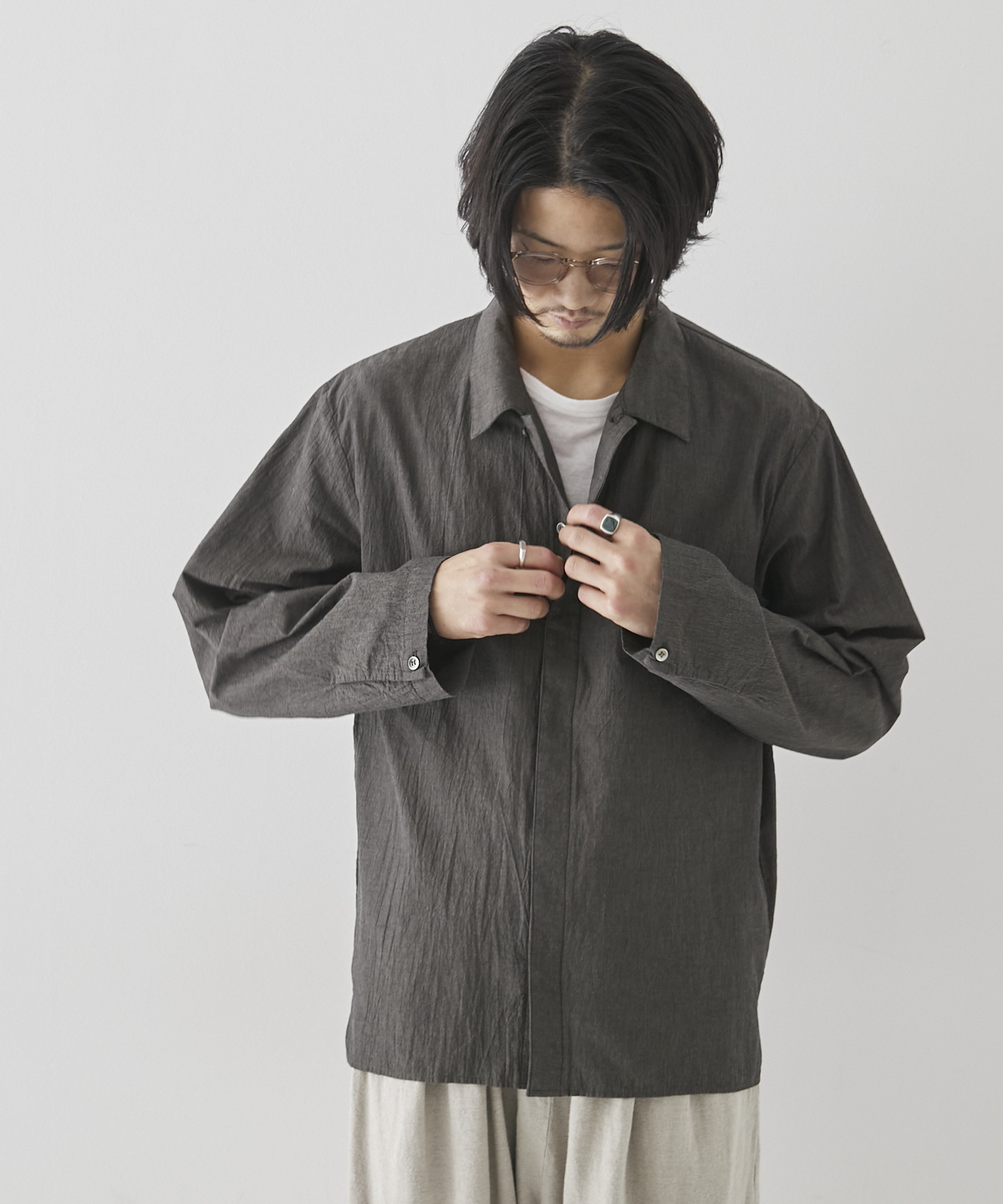 ウェーブボイルオープンカラーシャツ｜nest Robe ONLINE SHOP