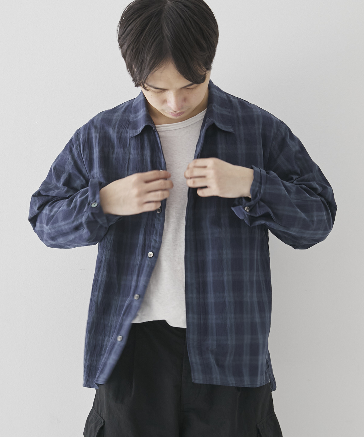 ウェーブボイルオープンカラーシャツ｜nest Robe ONLINE SHOP