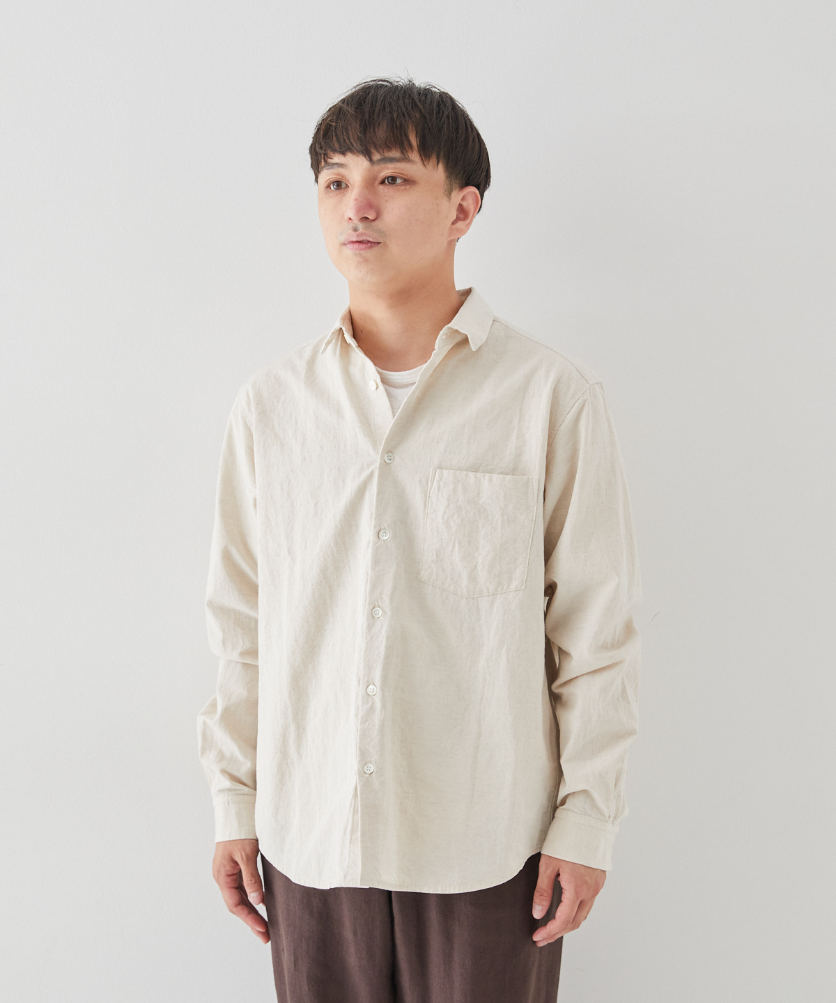 コットンヘンプ レギュラーカラーシャツ｜nest Robe ONLINE SHOP