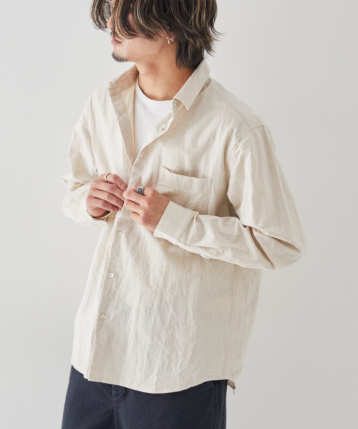 コットンヘンプ レギュラーカラーシャツ｜nest Robe ONLINE SHOP