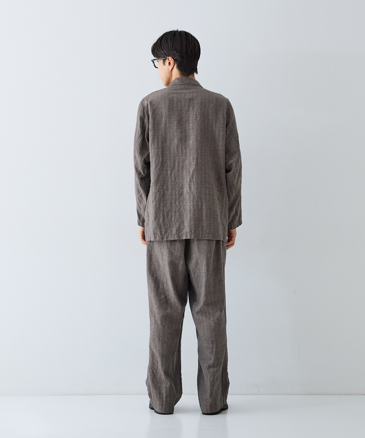 リネンウール 杢ヘリンボーン ダブルブレスト ジャケット｜nest