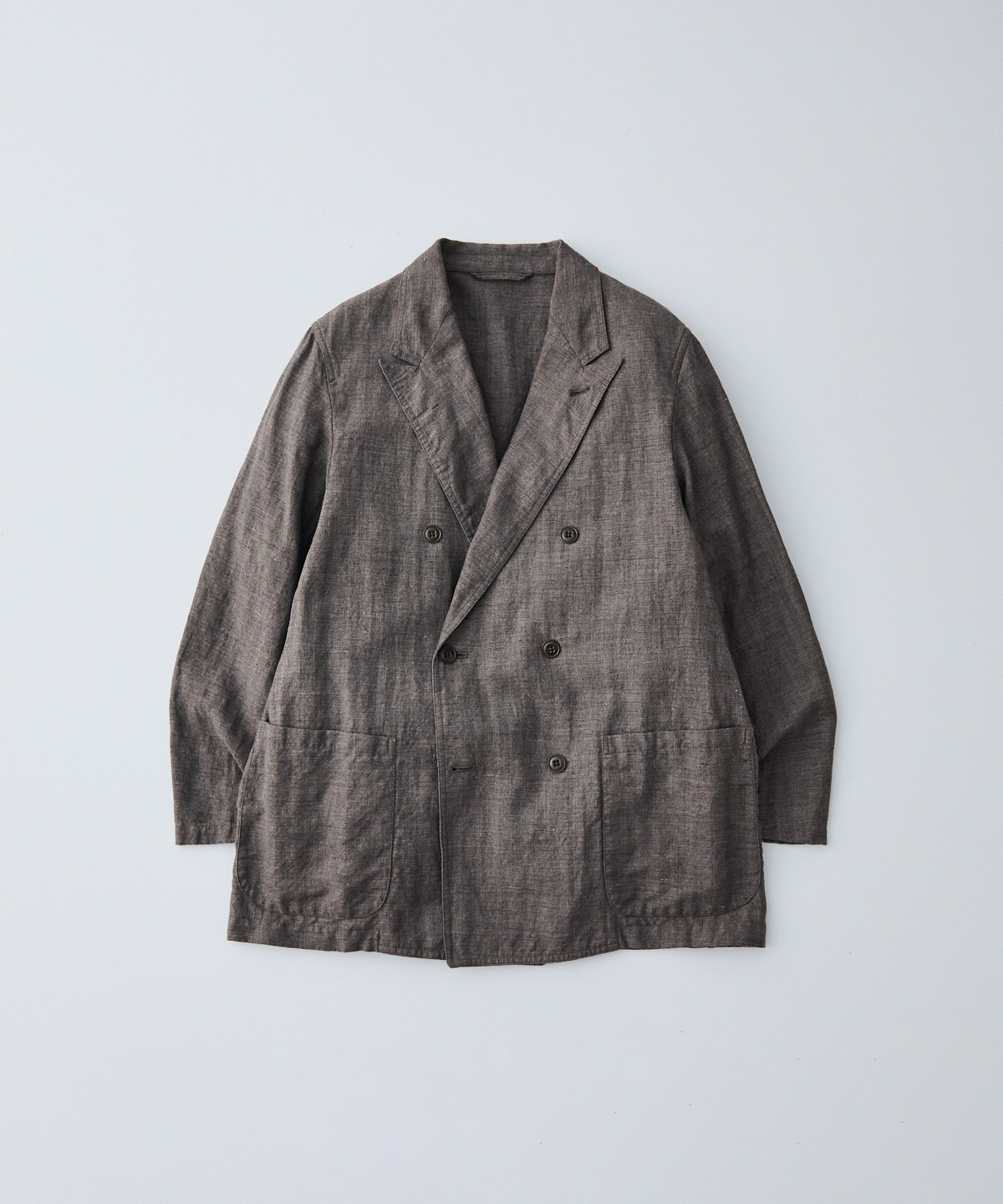 リネンウール 杢ヘリンボーン ダブルブレスト ジャケット｜nest Robe