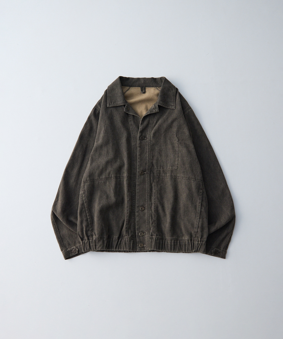 Nest Robe CONFECT ショートブルゾン ダークブラウン コットンリネン 顔料コーティング ブルゾン｜nest Robe / CONFECT