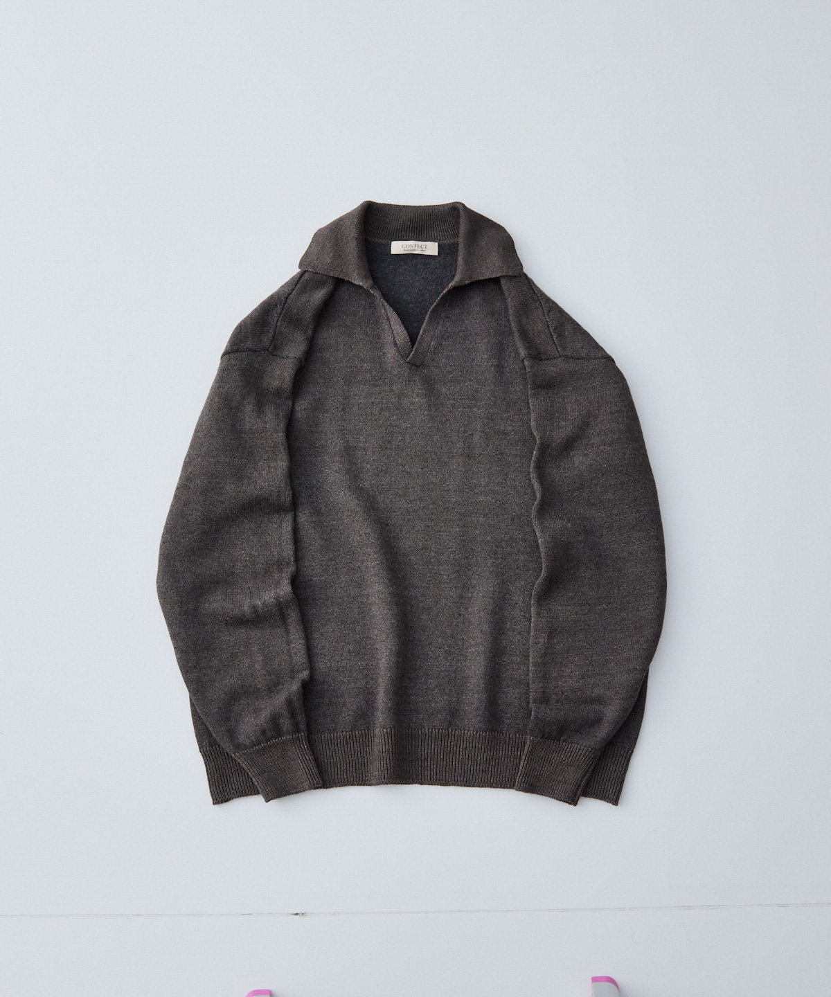 中白染め リネンウールニット スキッパープルオーバー｜nest