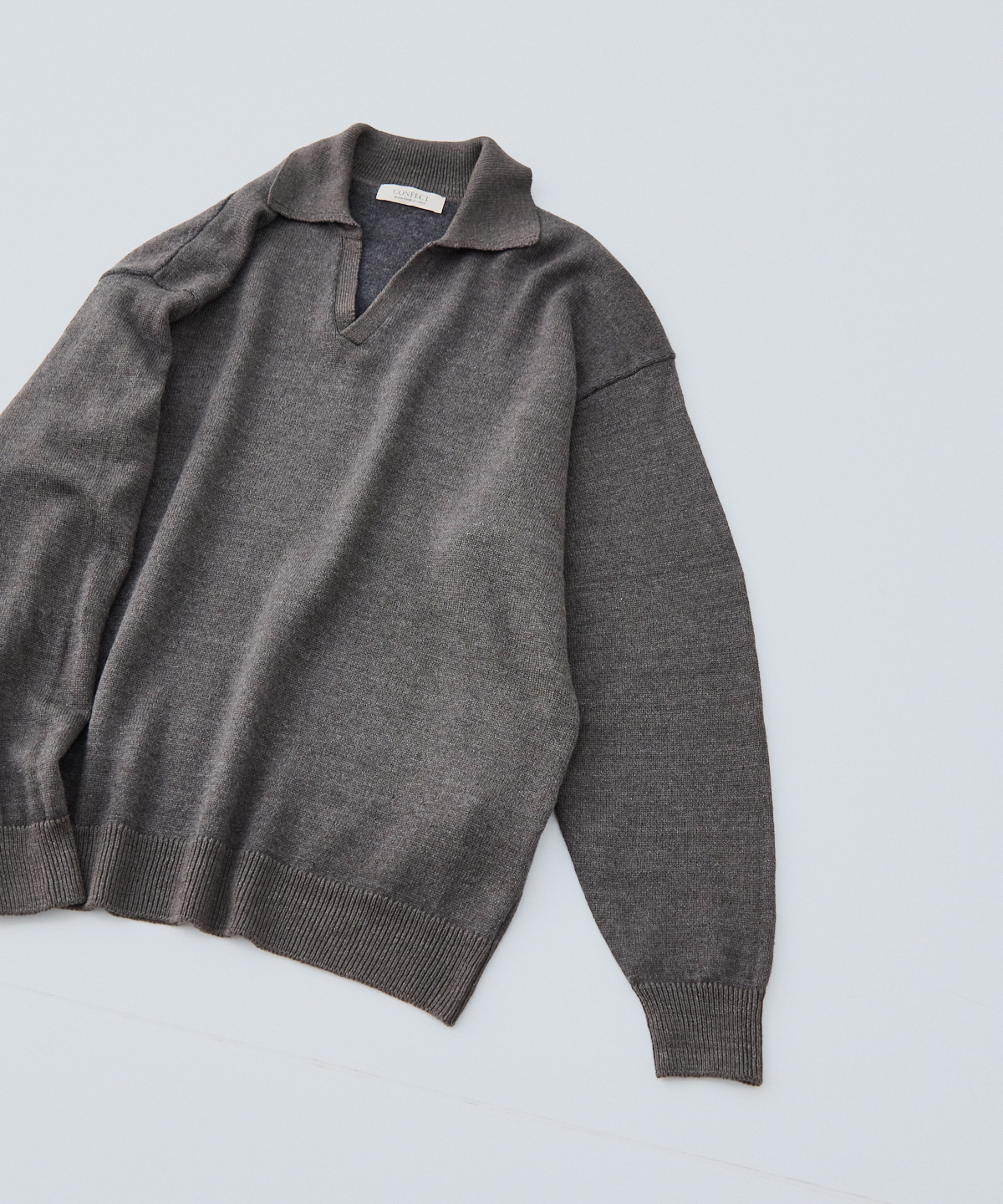 中白染め リネンウールニット スキッパープルオーバー｜nest Robe