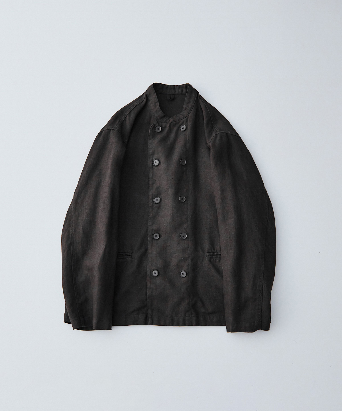 nest robe リネンコックジャケット ブラックリネン・LINASリネンキャンバスクックジャケット | 梅田