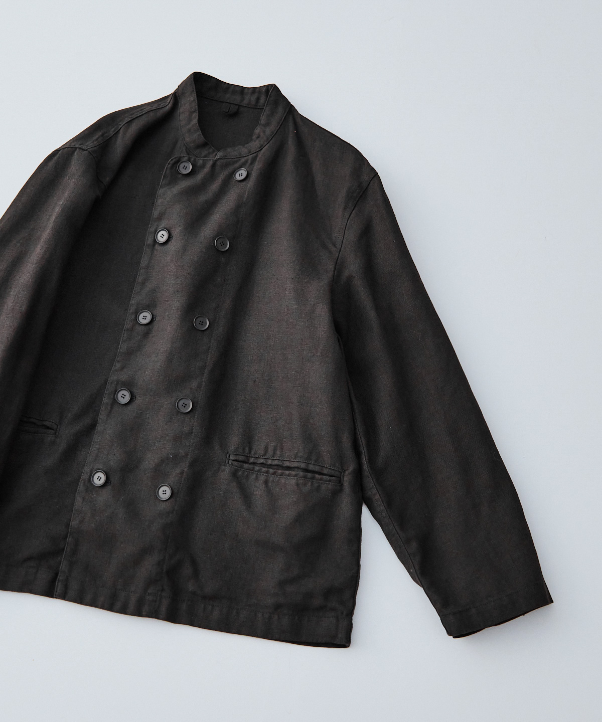 nest robe リネンコックジャケット ブラックリネン・LINASリネンキャンバスクックジャケット | 梅田