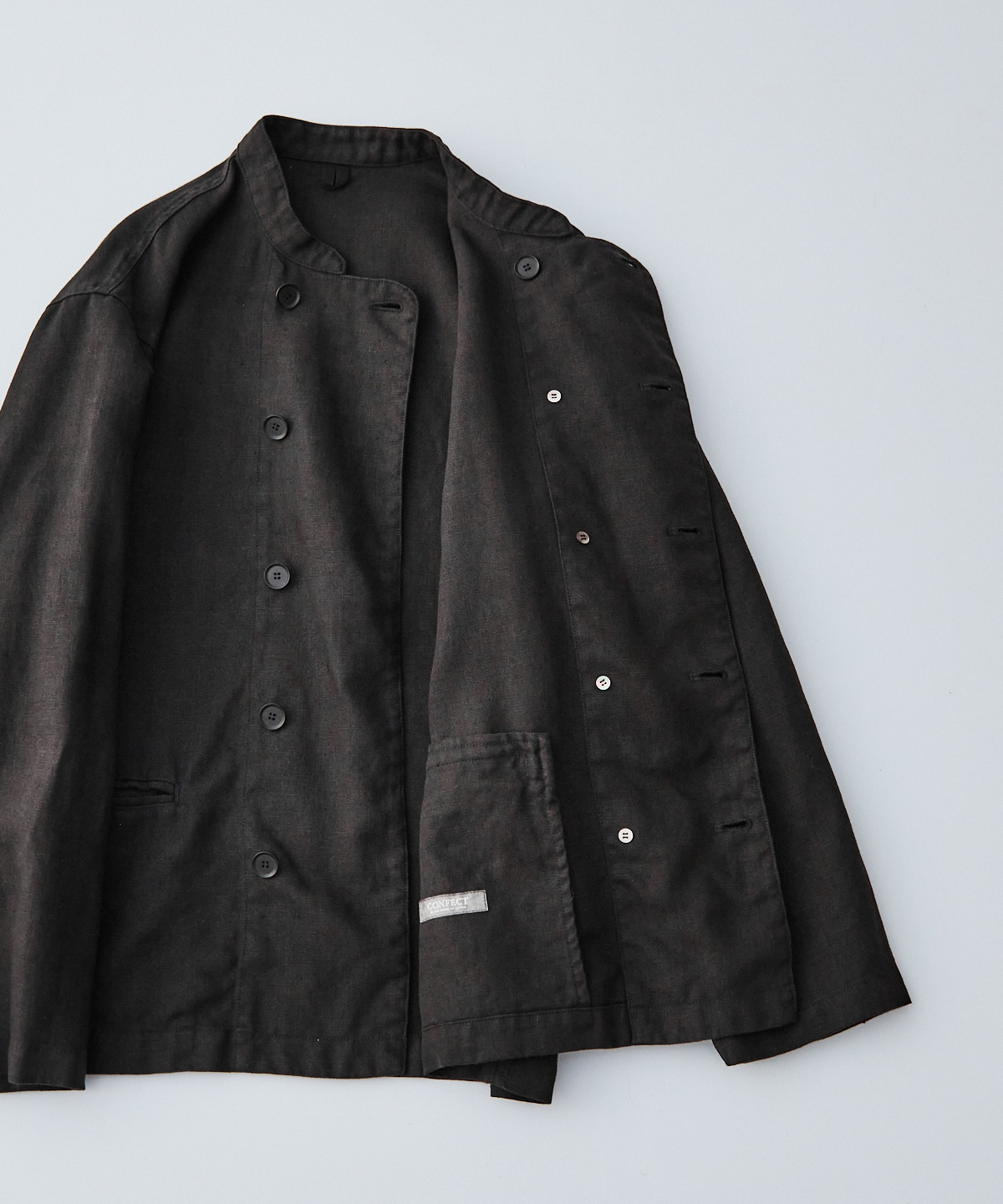 nest Robe CONFECT ブラックリネン クック ジャケット ブラックリネン・LINASリネンキャンバスクックジャケット | 梅田