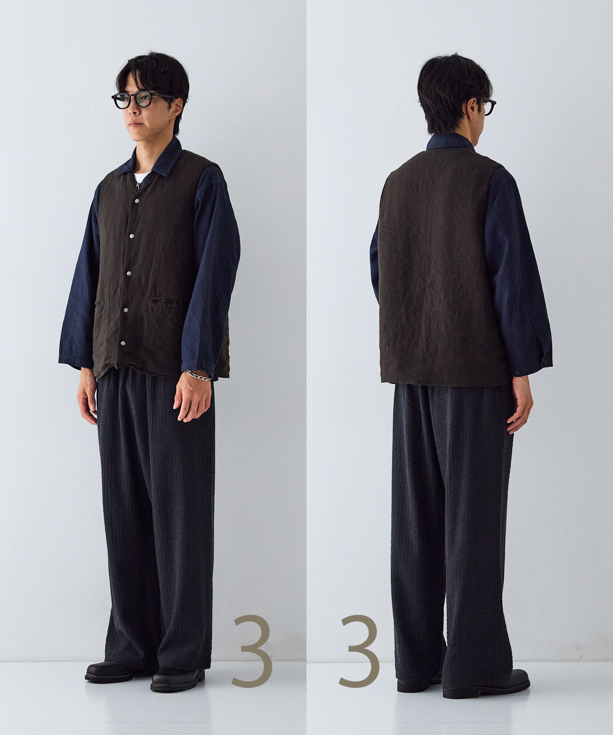 コットンラミー キルティング リバーシブル ベスト｜nest Robe