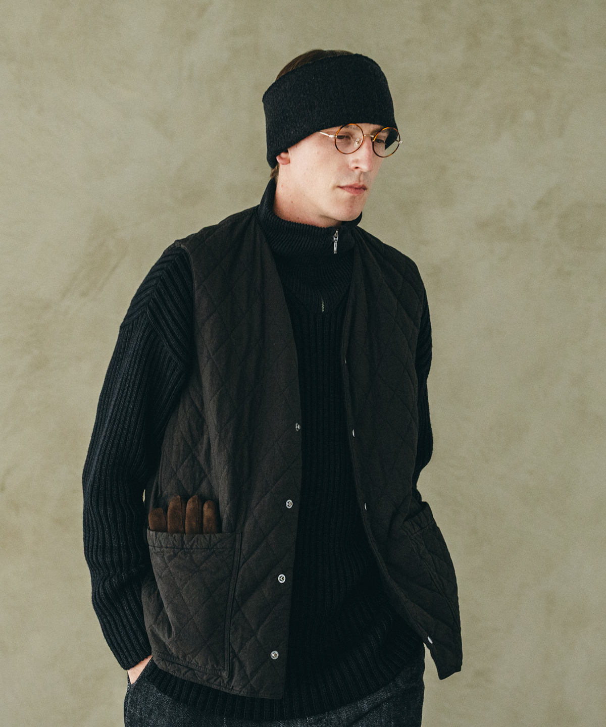 【美品】nestRobe　コットンラミーキルティングリバーシブルベスト コットンラミー キルティング リバーシブル ベスト｜nest Robe