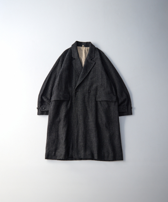 ウールリネン ソフトツイード ラグランコート