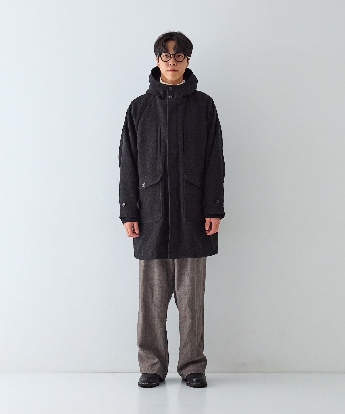 杢ウール コットンリネン フーデットコート｜nest Robe / CONFECT