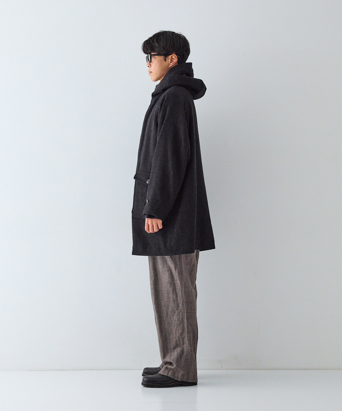 杢ウール コットンリネン フーデットコート｜nest Robe / CONFECT