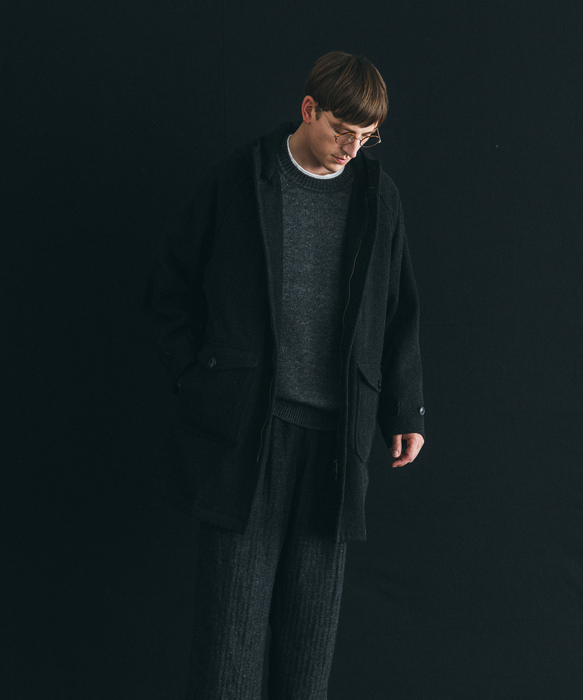 杢ウール コットンリネン フーデットコート｜nest Robe / CONFECT