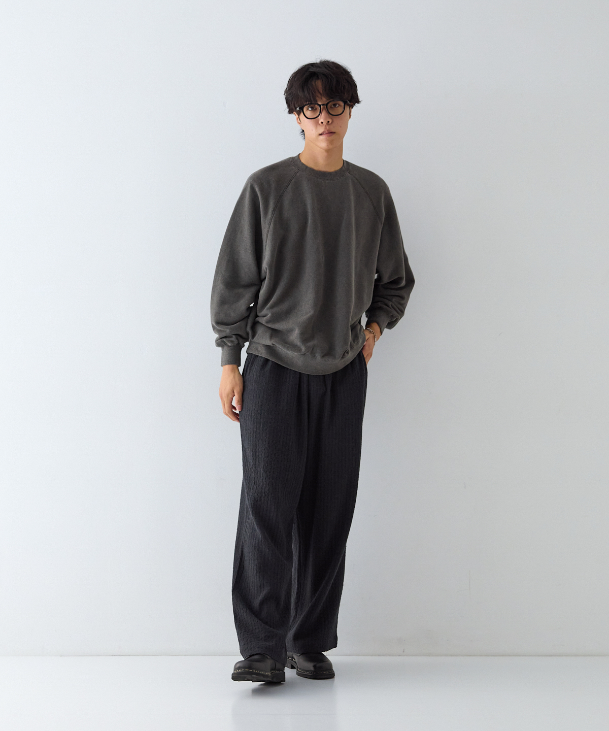 UpcycleLino] 裏毛 ピグメントダイ ラグランプルオーバー｜nest Robe