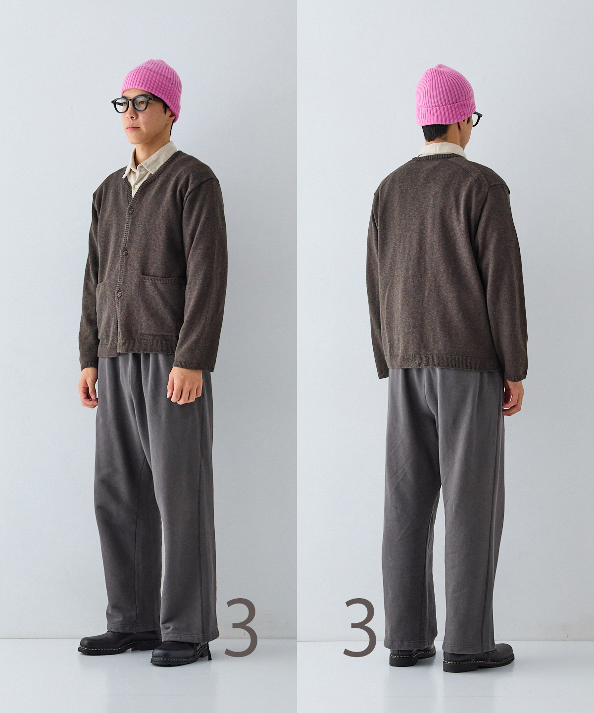 ウールコットン スラブニット キーネックカーディガン｜nest Robe