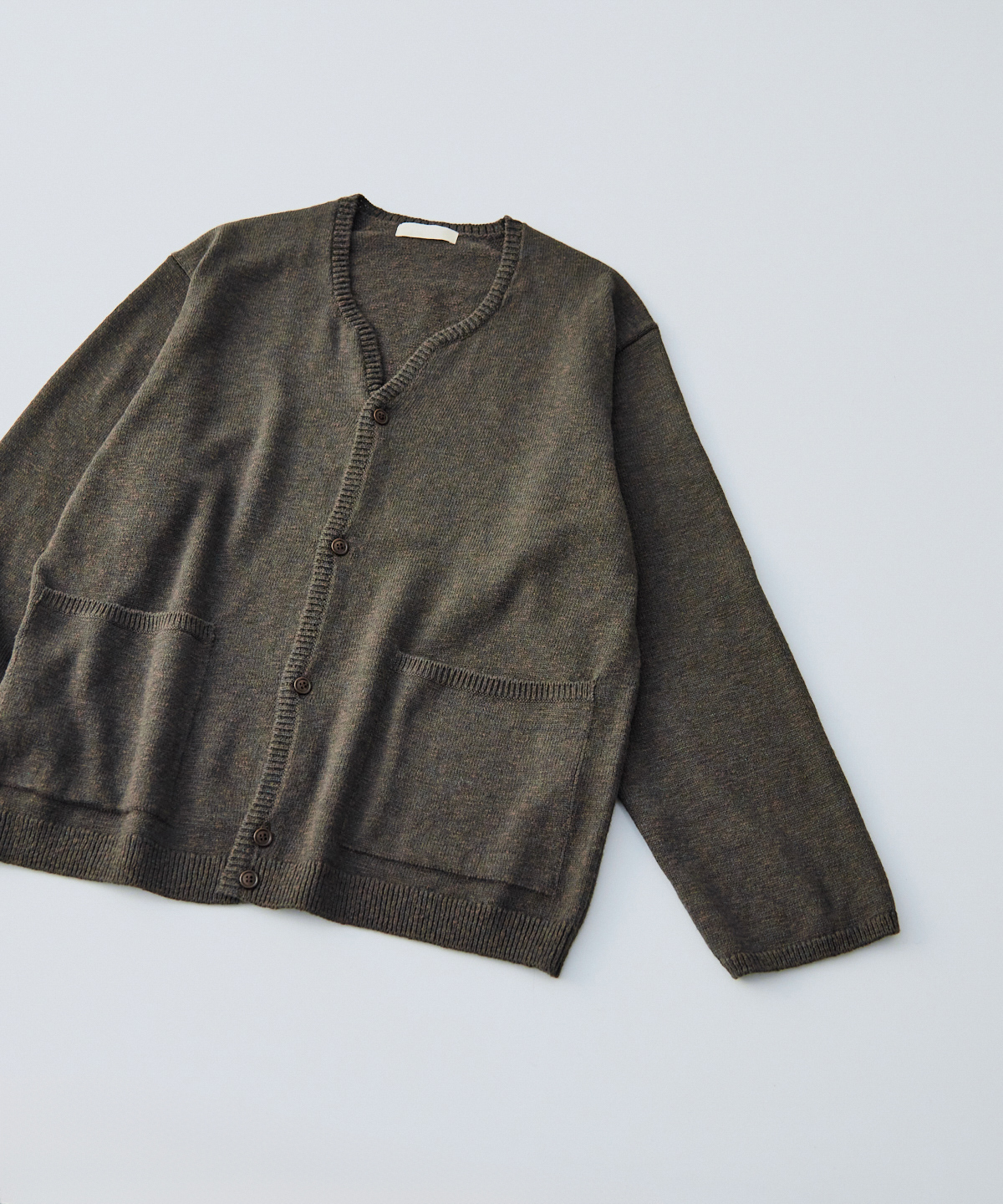 ウールコットン スラブニット キーネックカーディガン｜nest Robe